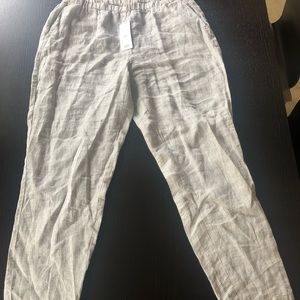 Eileen Fischer organic slub check tapered ankle